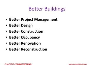 Better Buildings
• Better Project Management
• Better Design
• Better Construction
• Better Occupancy
• Better Renovation
• Better Reconstruction
 