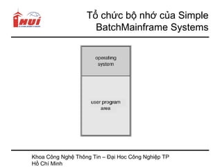 Tổ chức bộ nhớ của Simple
                     BatchMainframe Systems




Khoa Công Nghệ Thông Tin – Đại Hoc Công Nghiệp TP
Hồ Chí Minh
 