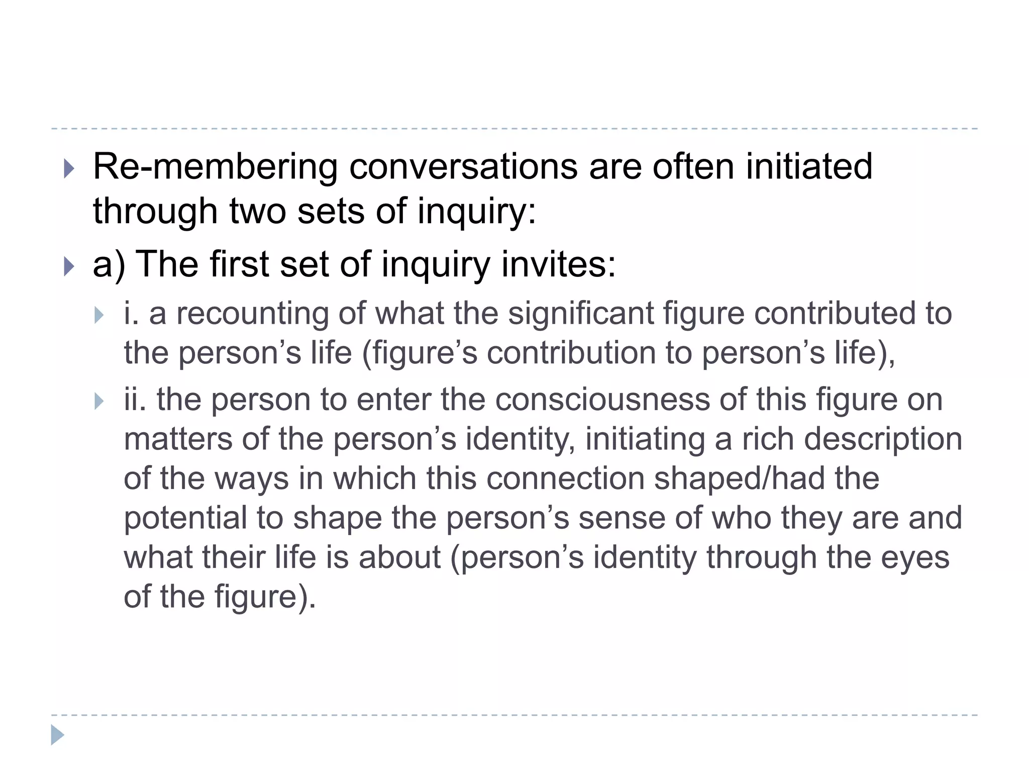 Questions are introduced that encourage people to generate new proposals for action, accounts of the circumstances likely to be favourable to these proposals for action, and predictions about the outcome of these proposals.