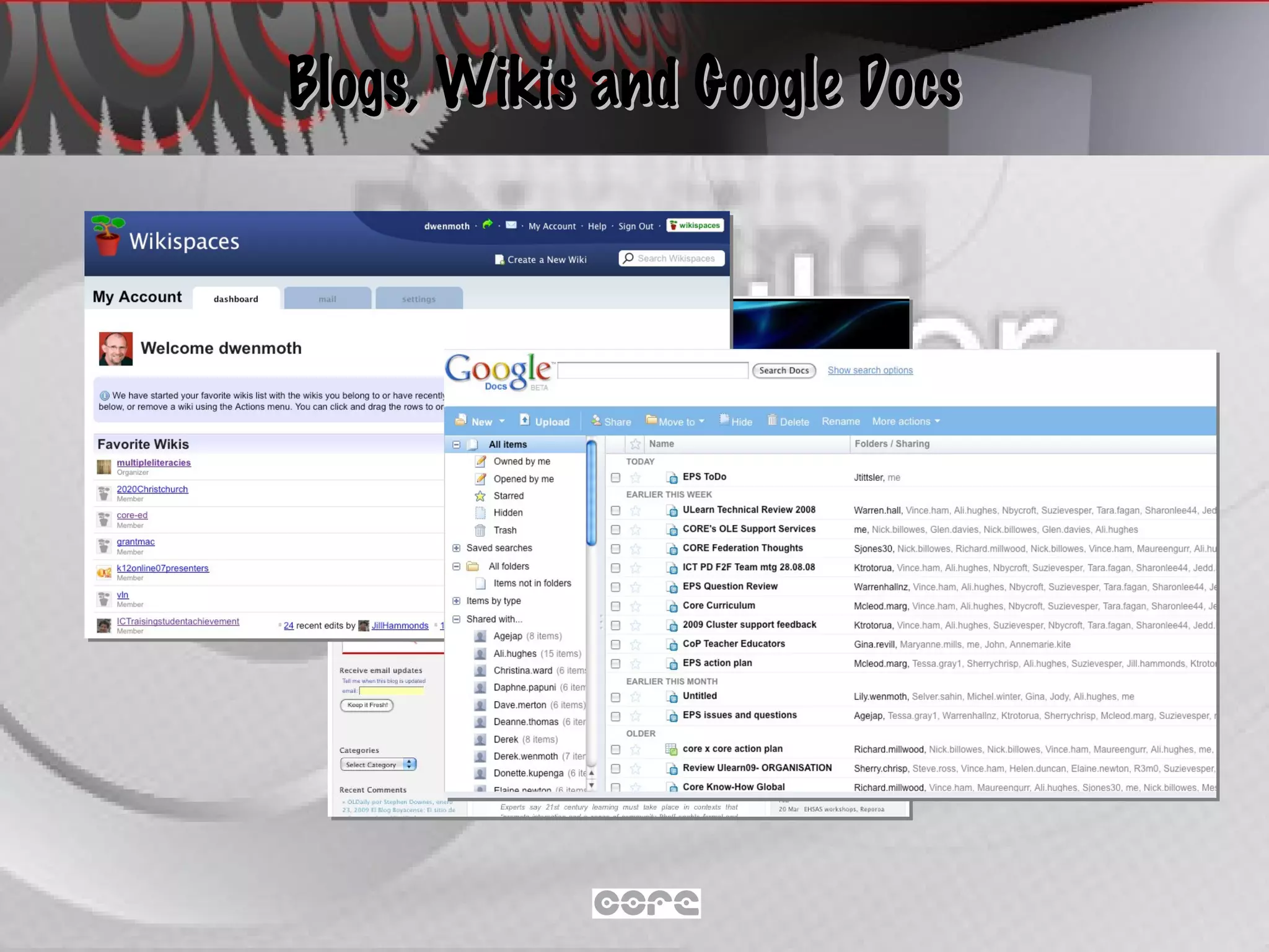 Blogs, Wikis and Google Docs 