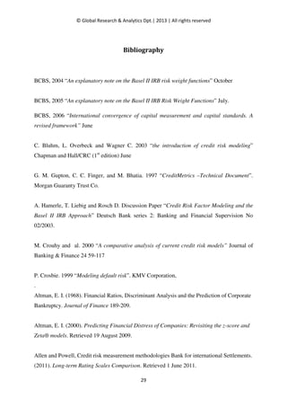 Basel II IRB Risk Weight Functions : Demonstration and Analysis | PDF