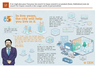 56
Il ne s’agit plus pour l’assureur de couvrir le risque associé à un produit (Auto, Habitation) mais de
couvrir les risques associés à des usages variés et personnalisés
 