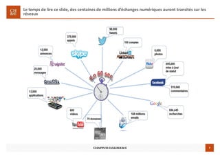 7
Le temps de lire ce slide, des centaines de millions d’échanges numériques auront transités sur les
réseaux
 