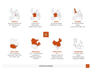 MONTREAL 
12F –1819 BdRene Levesque O. 
Montreal, Quebec, H3H2P5 
PARIS 
20 Rue de la Michaudière 
75002, Paris, France 
NIORT 
19 avenue Bujault 
79000 Niort, France 
NEW YORK 
1441, BroadwaySuite 3015, New YorkNY 10018, USA 
SINGAPORE 
Level 25, North Tower, 
One Raffles Quay, Singapore 048583 
HONG KONG 
9/F, 
KinwickCentre 32 Hollywood Road, 
Central, Hong Kong 
LONDON 
50, Great Portland Street 
London EC3V 9EA, UK 
GENEVA 
Rue de Lausanne 80CH 1202 Genève, Suisse 
26 
