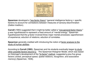 A Landmark Event in Understanding the Structure of IntelligenceCarroll, J. B. (1993).  Human cognitive abilities:  A survey of factor-analytic studies.  New York:  Cambridge University Press