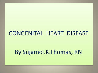 CONGENITAL HEART DEFECTS   CONGENITAL  HEART  DISEASE      By Sujamol.K.Thomas, RN 