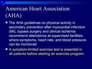 Coronary Heart Disease and Exercise: What's the evidence? | PPT