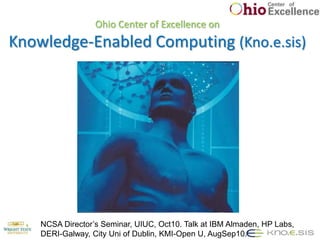 Ohio Center of Excellence on Knowledge-Enabled Computing (Kno.e.sis) NCSA Director’s Seminar, UIUC, Oct10. Talk at IBM Almaden, HP Labs,  DERI-Galway, City Uni of Dublin, KMI-Open U, AugSep10. 