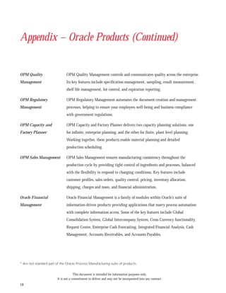 Oracle Process Manufacturing for Specialty Chemicals - Value ...