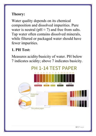 CHEMISTRY DRINKING WATER ANALYSIS INVESTIGATORY PROJECT | PDF