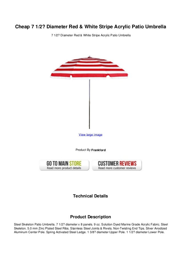 Cheap 7 12 Diameter Red White Stripe Acrylic Patio Umbrella