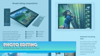 Photo EditingPhoto Editing
Affinity Photo and Affinity Photo for iPad
 