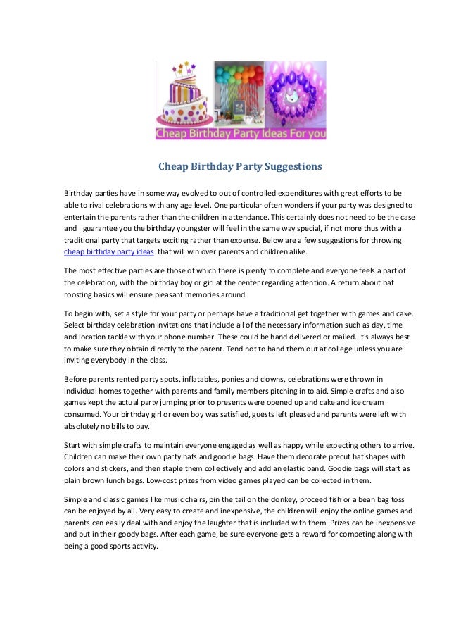 cheap birthday party suggestions