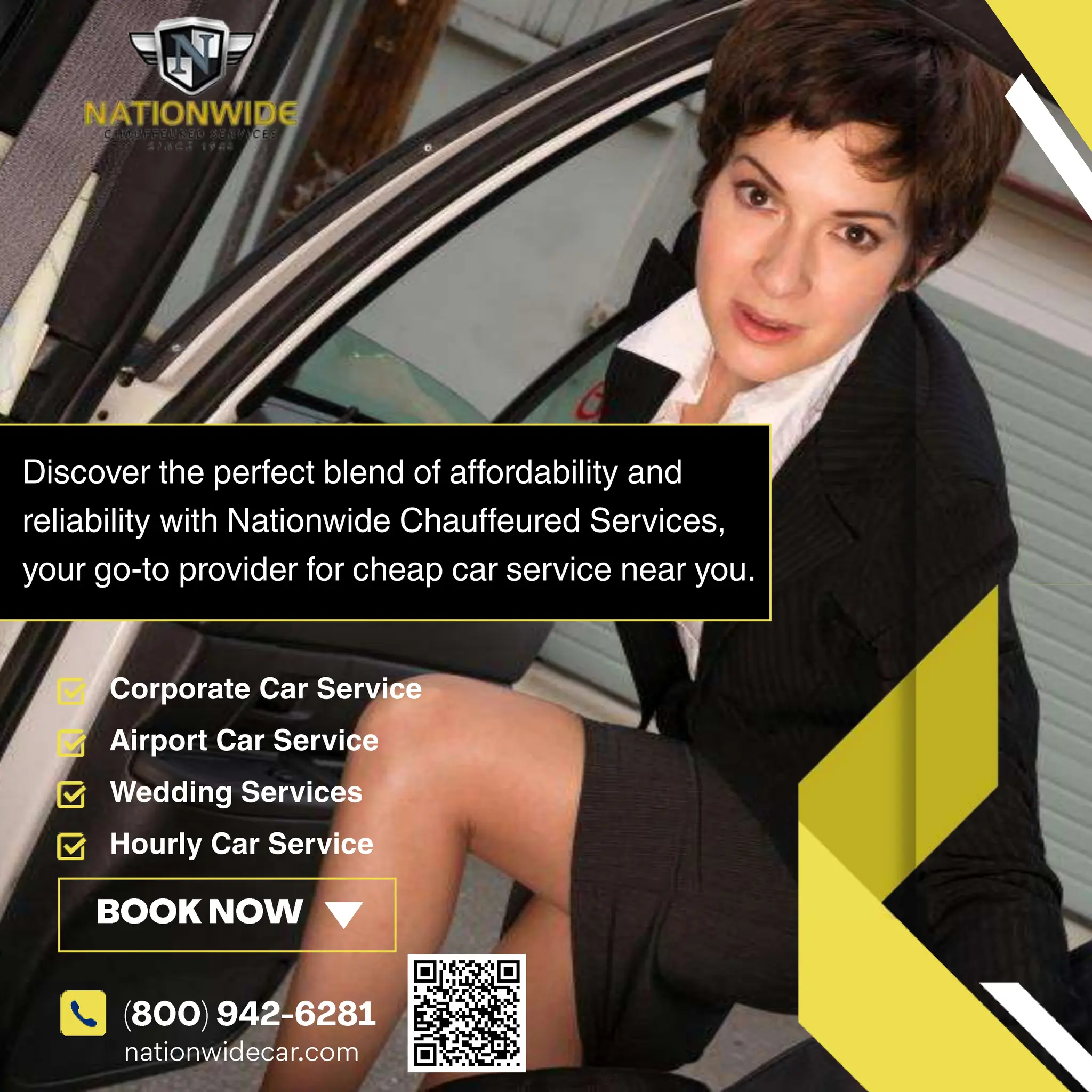 Corporate Car Service
Airport Car Service
Wedding Services
Hourly Car Service
Discover the perfect blend of affordability and
reliability with Nationwide Chauffeured Services,
your go-to provider for cheap car service near you.
 