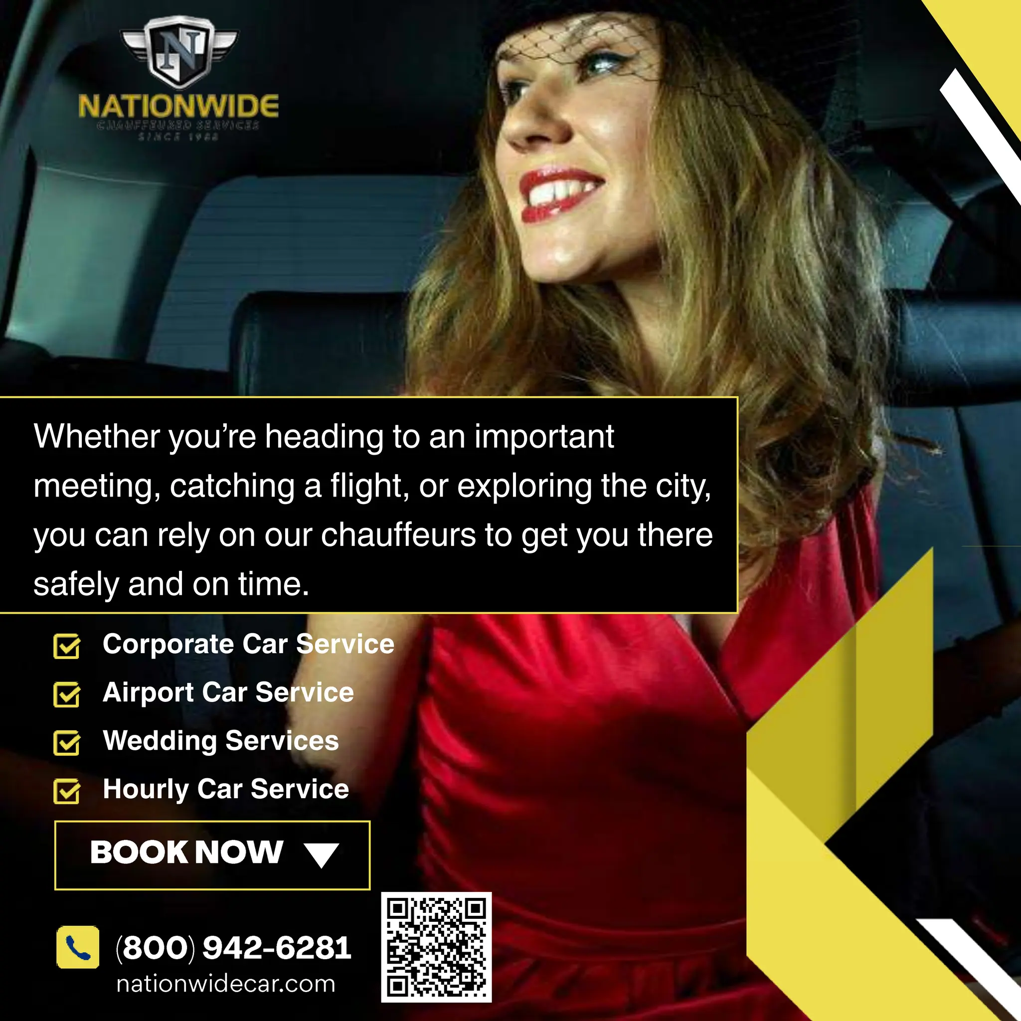 Corporate Car Service
Airport Car Service
Wedding Services
Hourly Car Service
Whether you’re heading to an important
meeting, catching a flight, or exploring the city,
you can rely on our chauffeurs to get you there
safely and on time.
 