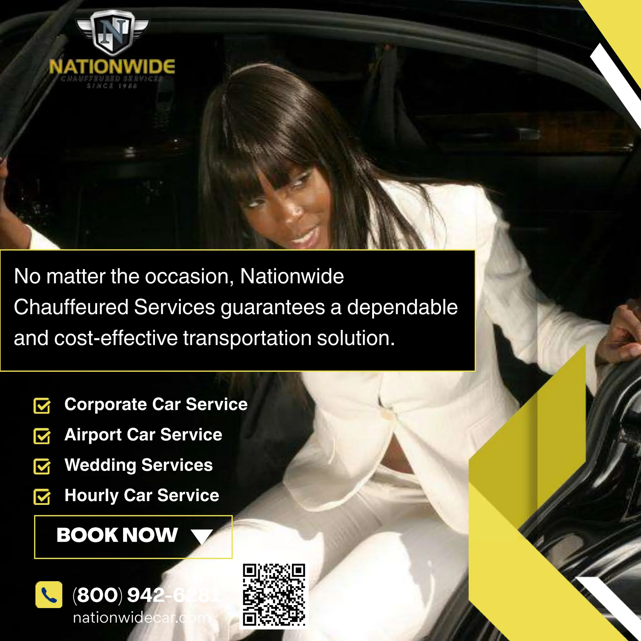 Corporate Car Service
Airport Car Service
Wedding Services
Hourly Car Service
No matter the occasion, Nationwide
Chauffeured Services guarantees a dependable
and cost-effective transportation solution.
 