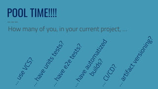 POOL TIME!!!!
How many of you, in your current project, …
 