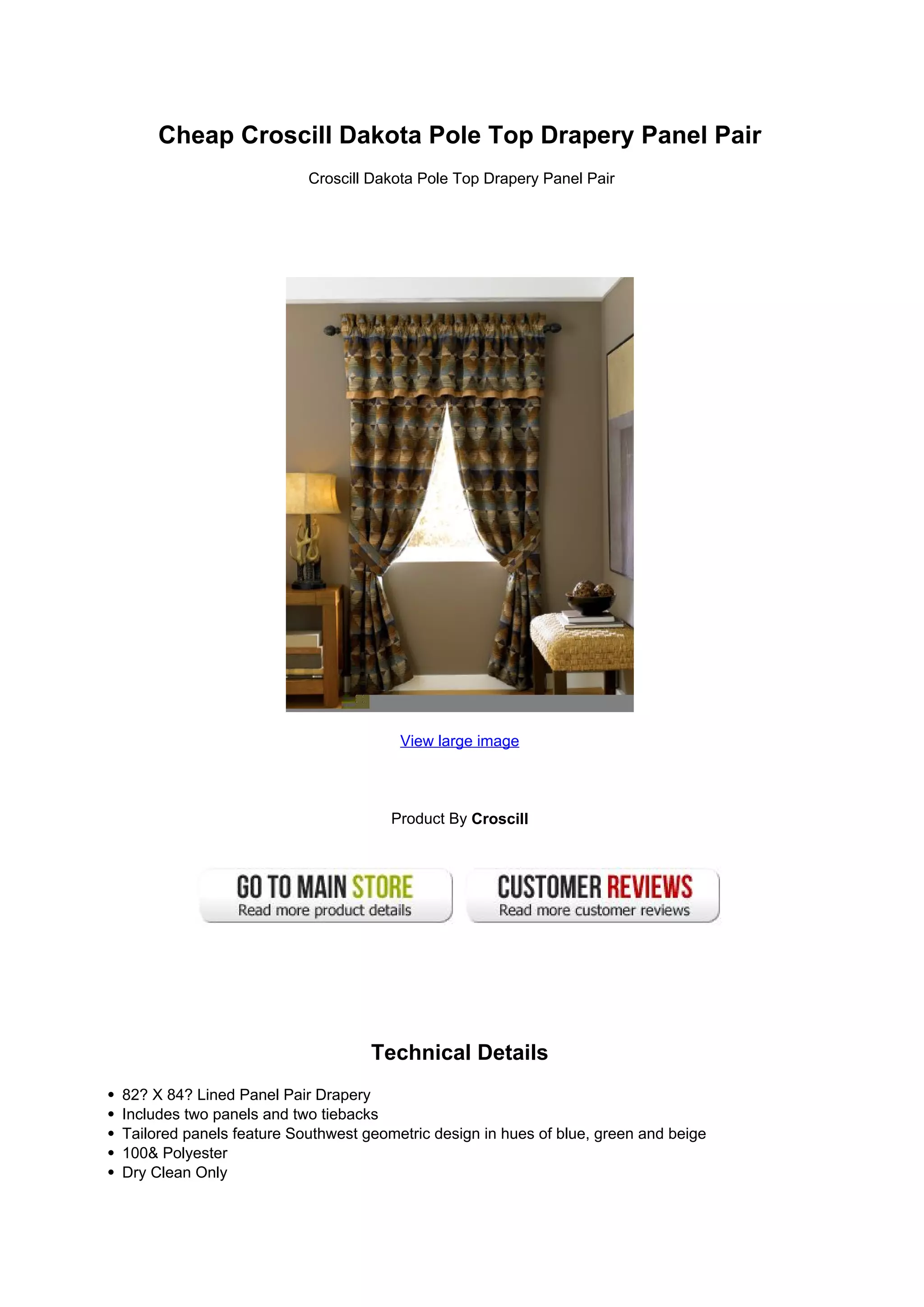 Cheap croscill dakota pole top drapery panel pair PDF