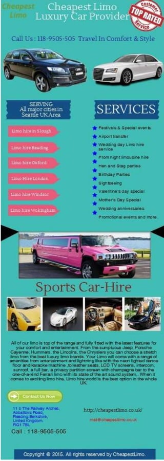 Cheapest Limo Luxury Car Provider | Limo hire Reading