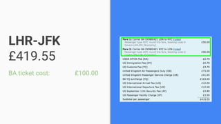 LHR-JFK
£419.55
BA ticket cost: £100.00
 