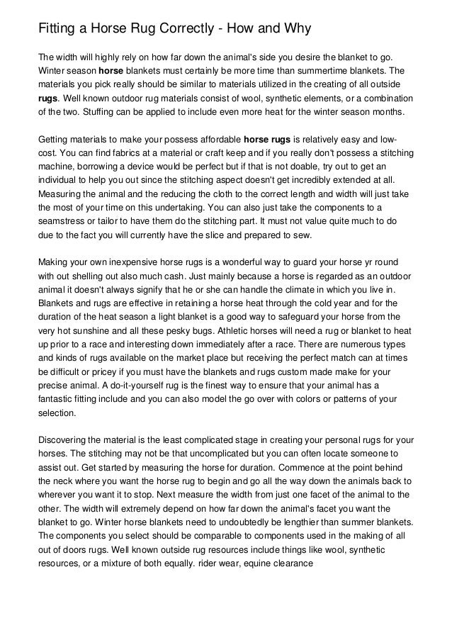 Fitting a Horse Rug Correctly How and Why