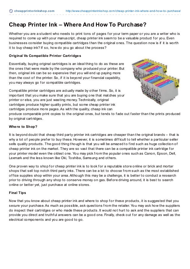 cost of ink of printer