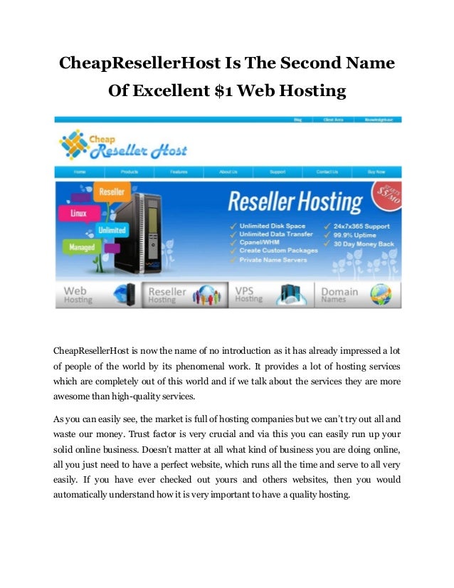 Cheap Resellerhost Is The Second Name Of Excellent 1 Web Hosting Images, Photos, Reviews