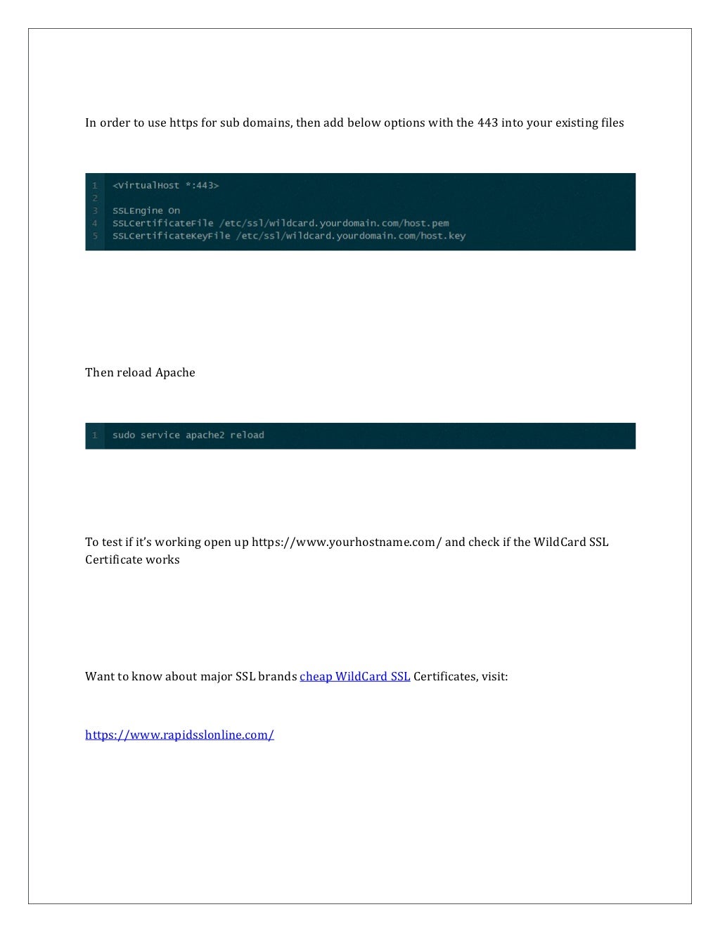 Create Self Signed WildCard SSL For Apache Web Server RapidSSLonline