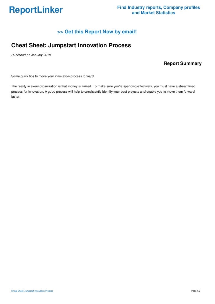 Cheat Sheet Jumpstart Innovation Process