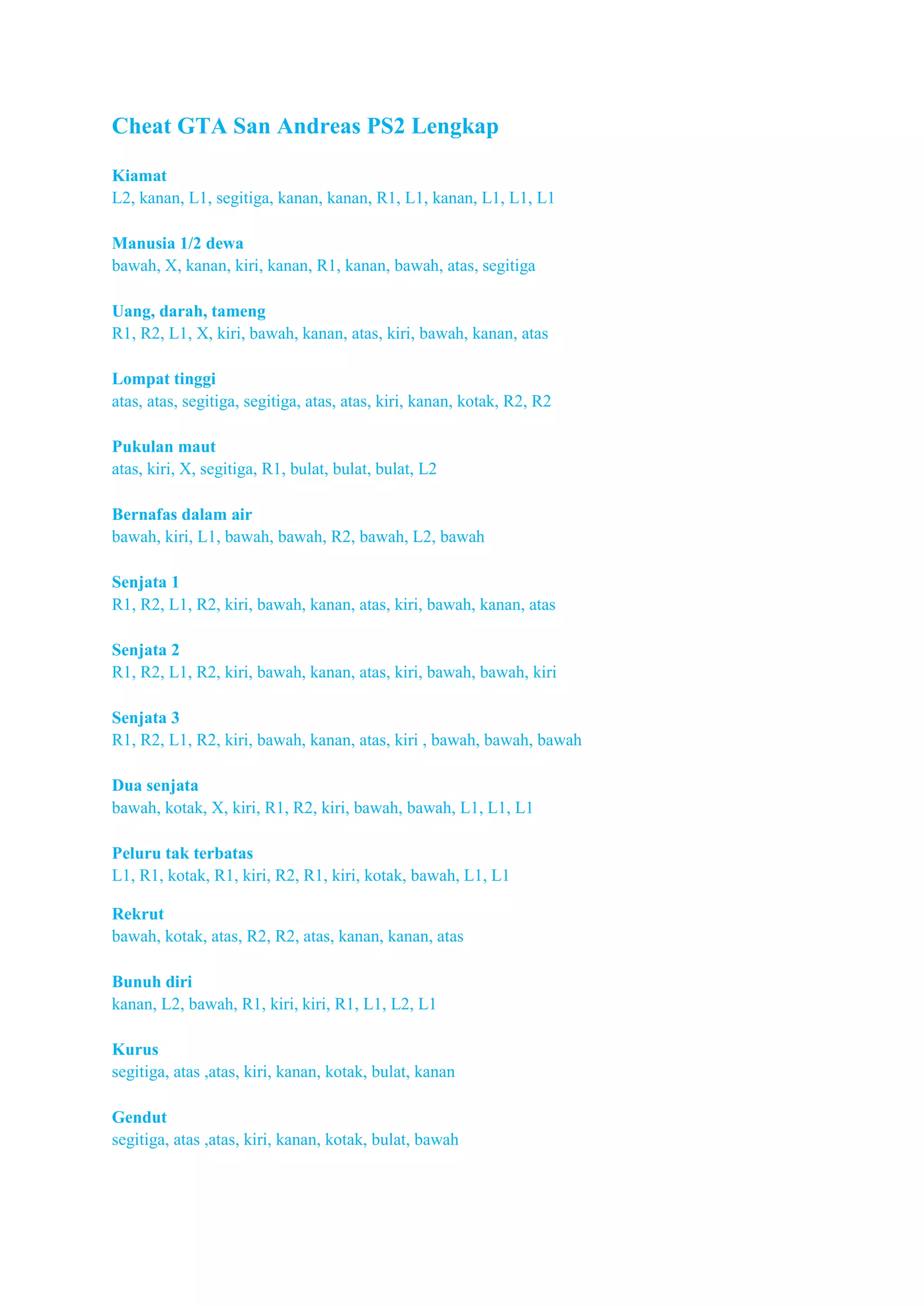 Cheat GTA San Andreas Ps2 DOCX Cheat GTA San Andreas Ps2 1 2048 
