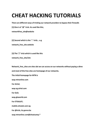 Cheat hacking tutorials
