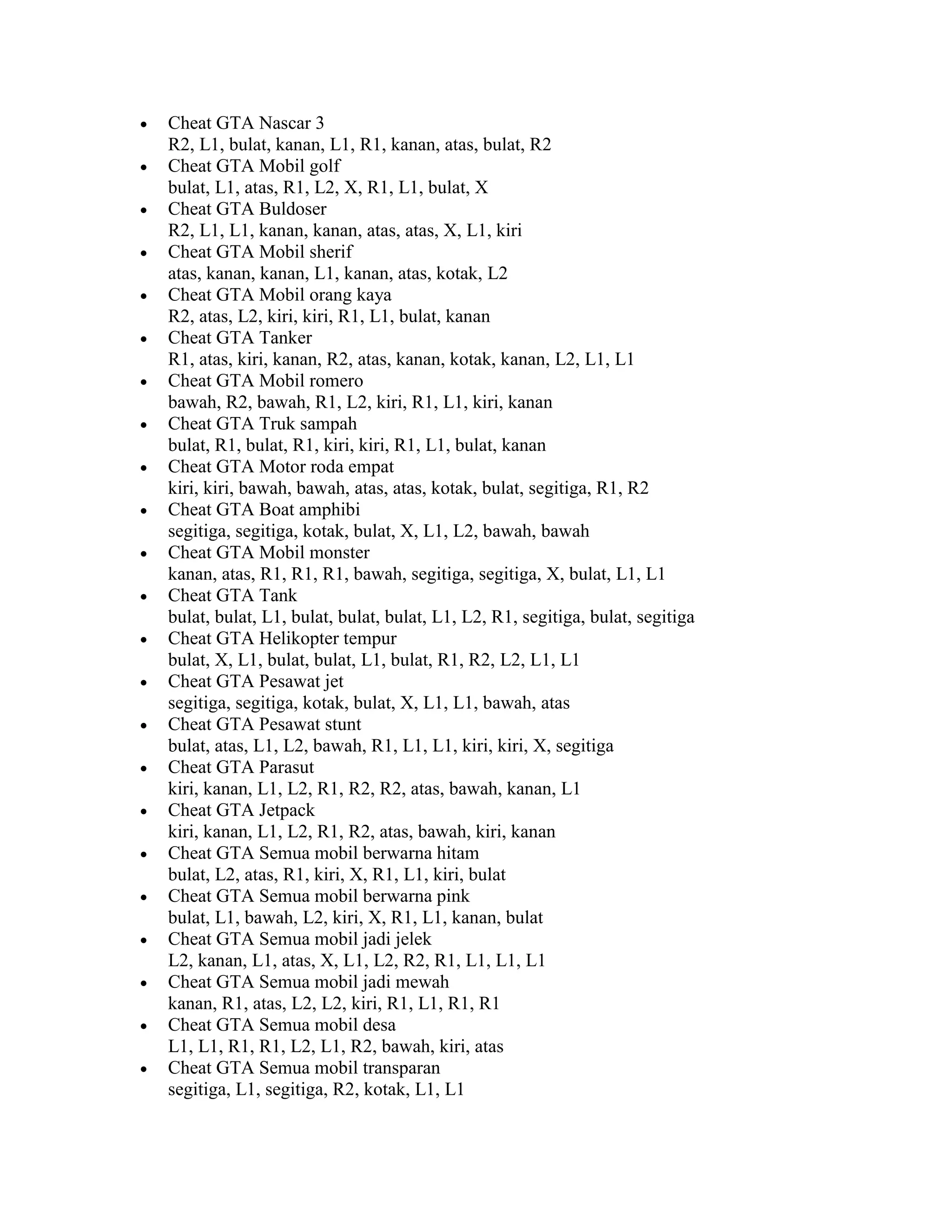 Cheat GTA PS2 DOCX