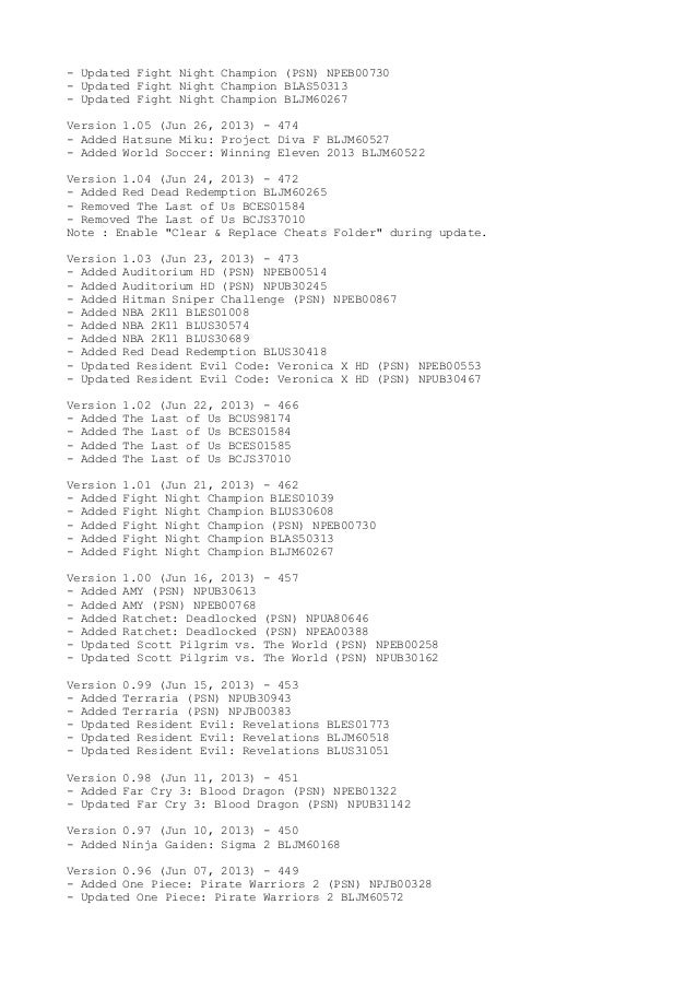 Cheats Db Bsd Version