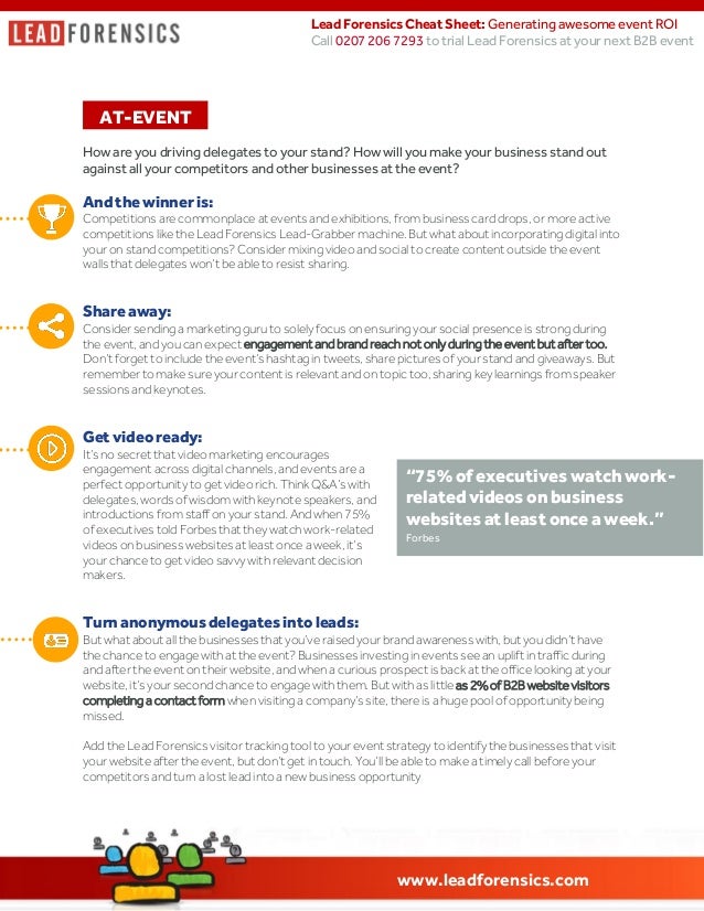 Lead Forensics Cheat sheet generating awesome event ROI