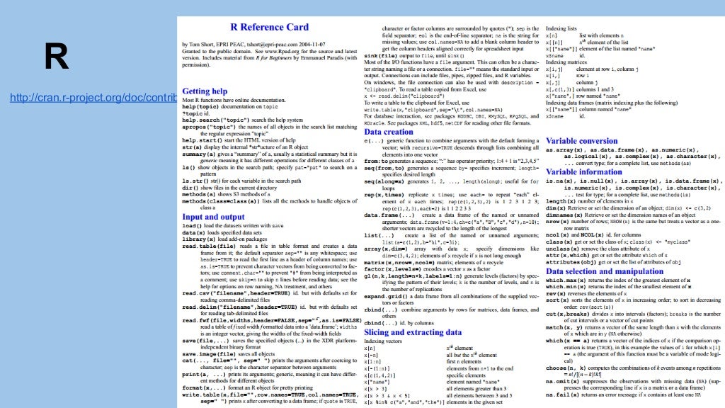 r http cran r project org doc contrib short refcard pdf r sheets