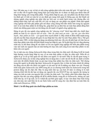 hơn 100 năm nay ở các xã hội có nền nông nghiệp phát triển trên toàn thế giới. Về mặt lịch sử,
mỡ và dầu vẫn là nguồn năng lượng hiệu quả trong thức ăn và được sử dụng qua nhiều năm để
tăng hàm lượng calo trong khẩu phần. Trong nhiều thập kỷ qua, các sản phẩm này đã được kiểm
tra đánh giá về tính an toàn kể cả các đánh giá mang tính quản lý thông qua các đợt thanh sát
nhưng ngành công nghiệp này phải tiếp tục tích cực và minh bạch trong việc đương đầu với
những thách thức mới nảy sinh đối với việc sử dụng các sản phẩm của ngành. Hình ảnh ngành
công nghiệp chế biến phụ phẩm giết mổ được công chúng biết đến nhiều hơn trong kỷ nguyên
mới về an toàn thực phẩm là rất đúng lúc, giúp đem lại sự đảm bảo an toàn thực phẩm đồng thời
chỉnh sửa những quan niệm sai trái đang còn rất mạnh về ngành công nghiệp này.
Đứng từ góc độ của ngành công nghiệp này thì ―phương trình‖ thích hợp nhất cho chuỗi thực
phẩm an toàn là các nguyên liệu an toàn - thức ăn chăn nuôi an toàn – gia súc, gia cầm khỏe
mạnh - thực phẩm an toàn – con người khỏe mạnh (Hình 1). Đấy chính là điểm nhấn mạnh trong
chủ đề của Hội thảo chuyên đề quốc tế của Hiệp hội Các nhà Vệ sinh Thực phẩm Thú y Thế giới
diễn ra năm 1989, và khả năng áp dụng của phương trình này vẫn còn rất phù hợp với trào lưu an
toàn thực phẩm toàn diện đã hình thành trong hai thập kỷ qua. Sẽ là phù hợp khi nói rằng phương
trình này có thể được dùng để xác định vai trò của ngành công nghiệp chế biến phụ phẩm trong
việc sản xuất các nguyên liệu an toàn hướng tới mục tiêu cuối cùng là an toàn thực phẩm và sức
khỏe cho con người.
Sự có mặt của các chủng Salmonella khác nhau trong thức ăn chăn nuôi vẫn đang là đề tài tranh
luận thường xuyên hàng thập kỷ nay về an toàn thực phẩm và thức ăn chăn nuôi. Điều đó có
nghĩa là gì và cái gì liên quan tới sức khỏe con người và vật nuôi? Đây là vấn đề quan trọng vì
Salmonella được các xã hội công nghiệp hóa sử dụng làm vi sinh vật chỉ thị để xác định và kiểm
soát mức độ nhiễm khuẩn hoặc sự giả mạo trong thực phẩm hay thức ăn chăn nuôi. Thế nhưng
trong khi người ta đã phân lập được Salmonella từ nguyên liệu và thức ăn hoàn chỉnh thì những
tác động của nó đến sức khỏe con người và vật nuôi lại chỉ là những suy đoán vụn vặt. Chương
trình triệt giảm Salmonella của APPI trong đó có cả chương trình kiểm tra Salmonella trong bột
protein động vật rất chặt chẽ. Đây là sáng kiến liên tục của hơn 20 năm và chứng tỏ là một
chương trình tiến bộ dài hạn sử dụng các nguyên tắc của HACCP hay các nguyên tắc tương tự
nâng cao tính an toàn của nguyên liệu và thức ăn chăn nuôi. Tuy nhiên, phải thừa nhận rằng các
nguyên liệu thô của nông nghiệp rất dễ bị nhiễm khuẩn, trong đó có Salmonella, nhưng các quá
trình như ép, xử lí áp suất, xử lí ở nhiệt độ cao/thời gian ngắn, và tạo viên được thực hiện trong
các nhà máy sản xuất thức ăn là các bước kiểm soát bổ sung cho việc đảm bảo an toàn thức ăn
chăn nuôi (Sreenivas, 1998).
Hình 1. Sơ đồ tổng quát của chuỗi thực phẩm an toàn




                                              64
 