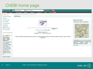 ChEBI home page ChEBI – Chemical Entities of Biological Interest 25.02.10 