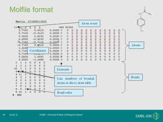 Molfile format ChEBI – Chemical Entities of Biological Interest 25.02.10 