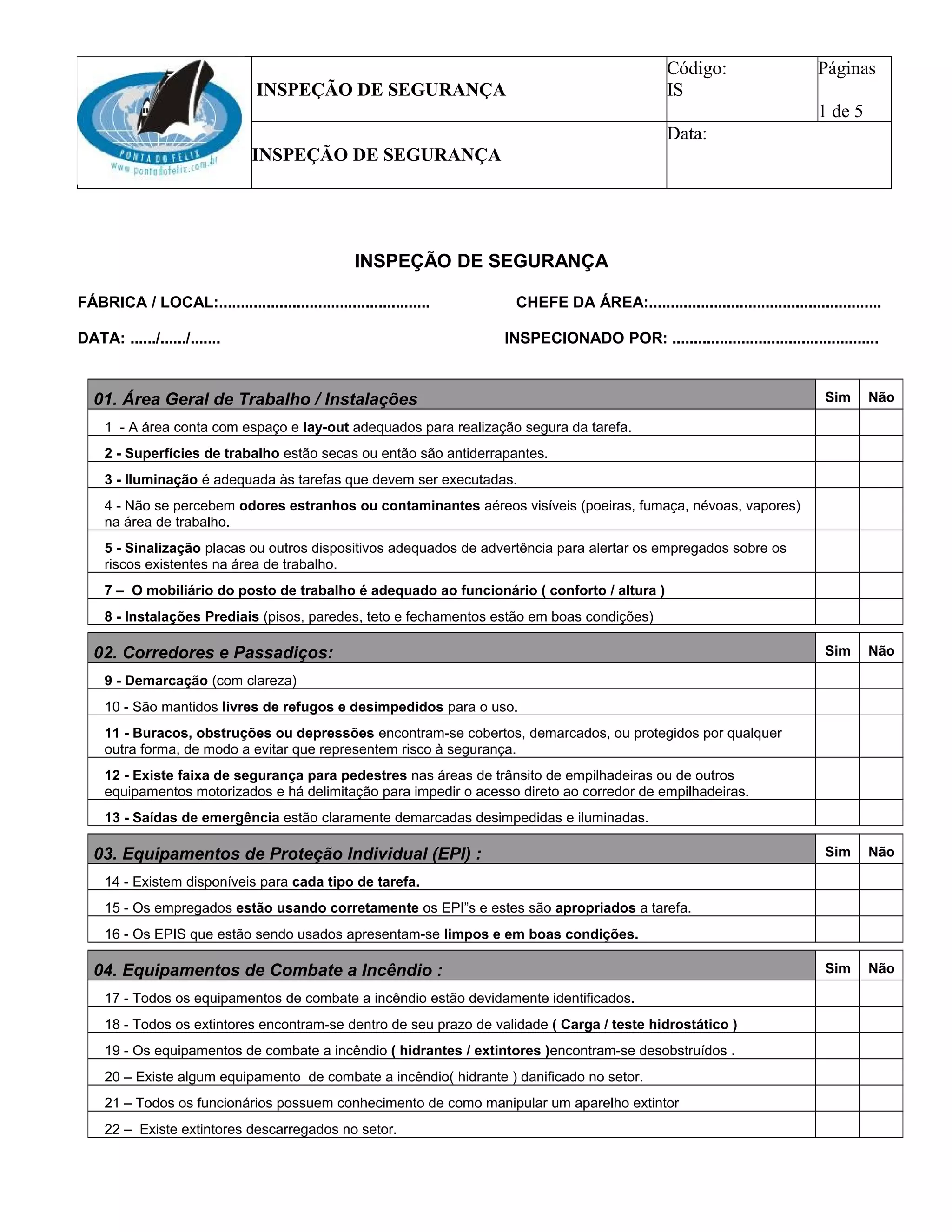 Check list-inspecao-de-seguranca | DOC