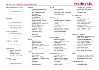 Check list-viaje