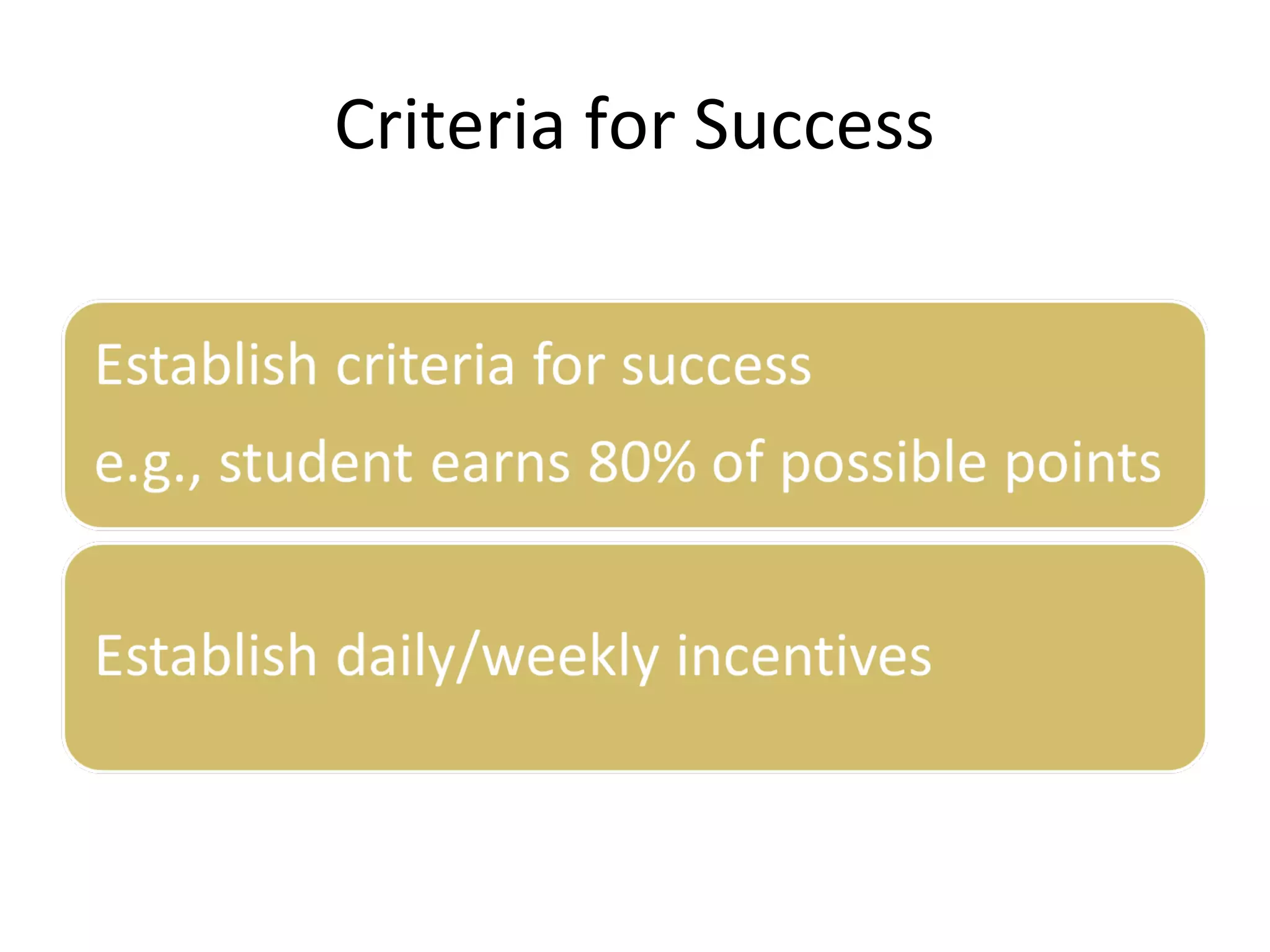 Criteria for Success
 