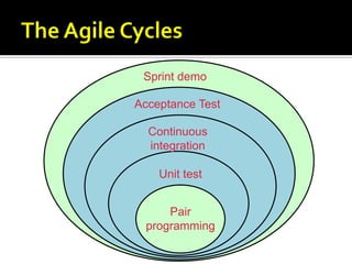 Sprint demo

Acceptance Test

  Continuous
  integration

    Unit test


      Pair
  programming
 