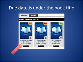 Due date is under the book title 