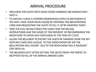 Check in procedure 1st yr.pptx in hotels | PPTX