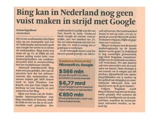 Checkit in Financieel Dagblad: Bing kan in Nederland nog geen vuist maken in strijd tegen Google
