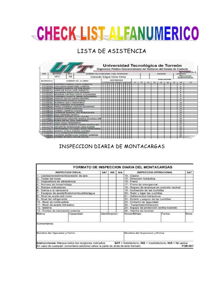 excel checklist