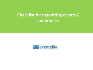 Checklist for organizing events / conferences 