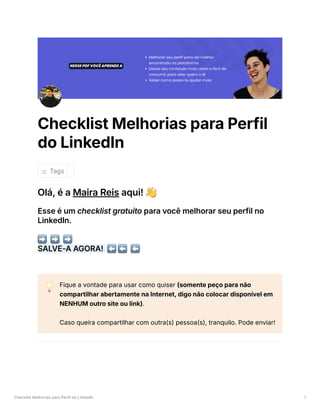 Checklist Melhorias para Perfil LinkedIn | PDF
