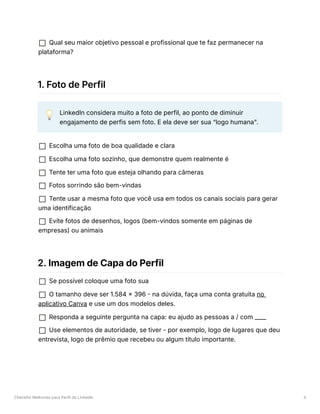 Checklist Melhorias para Perfil LinkedIn | PDF