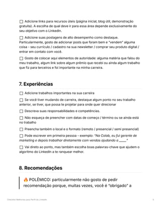 Checklist Melhorias para Perfil LinkedIn | PDF